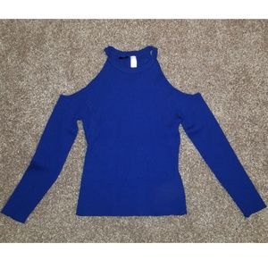 Royal Blue Open Shoulder Sweater